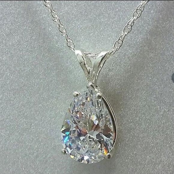 🎉White Teardrop White Sapphire Necklace Zircon Fashion Jewelry - Picture 1 of 6